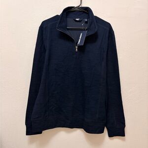 Lands' End Men’s Navy Slub Texture Quarter-Zip Pullover Shirt